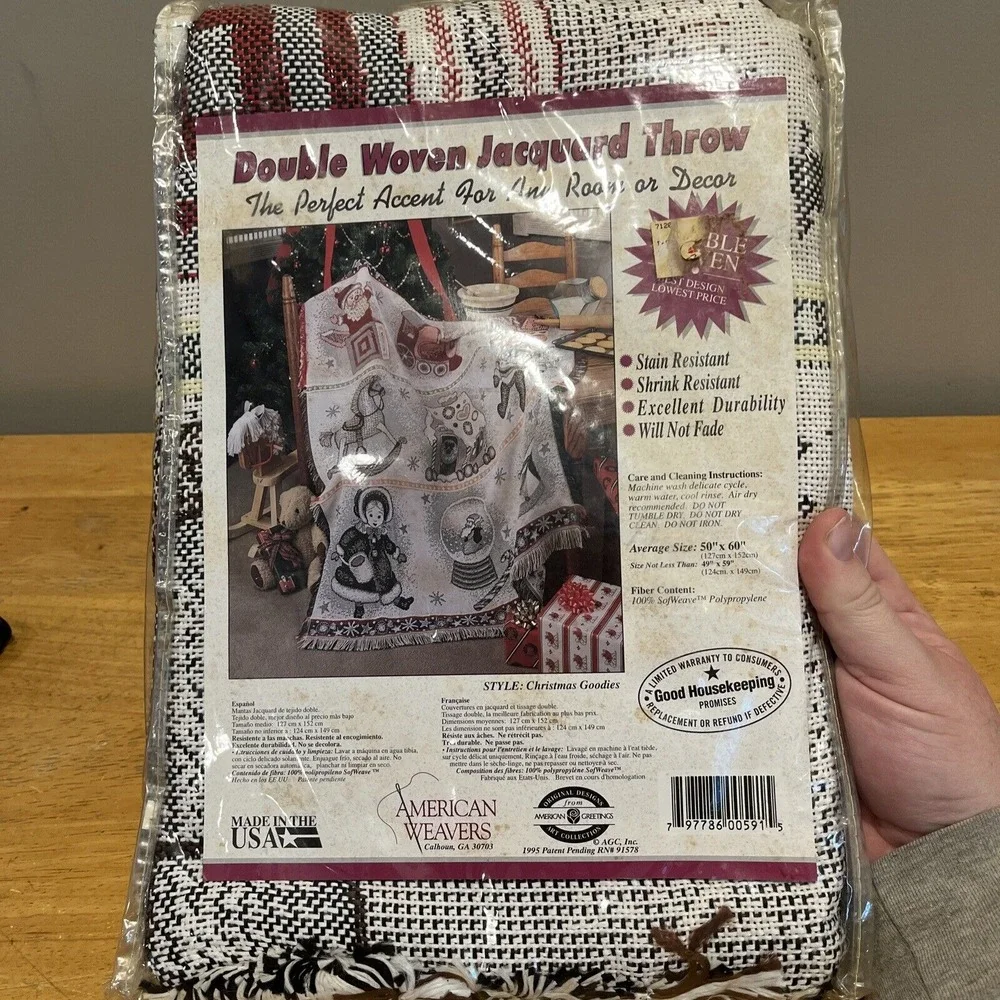 Vtg American Weavers Christmas Goodies Woven Jacquard Throw Blanket 50x60 NEW